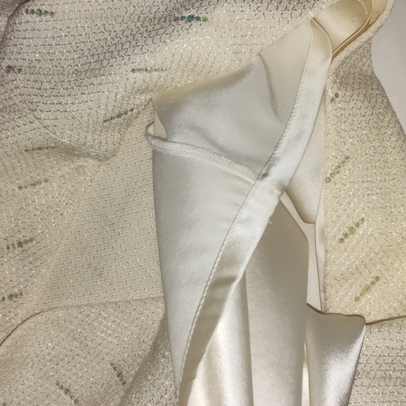 St John Evening By Marie Gray Skirt Rhinestone Sparkly Shiny  Off White Size 4 - Picture 11 of 12